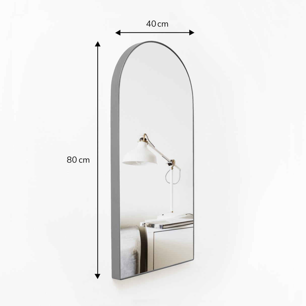 Espejo de Pared Ibiza Plata 40x80cm Arco Superior con Marco Metalico - ESPEJOS DE PARED | Bylmo