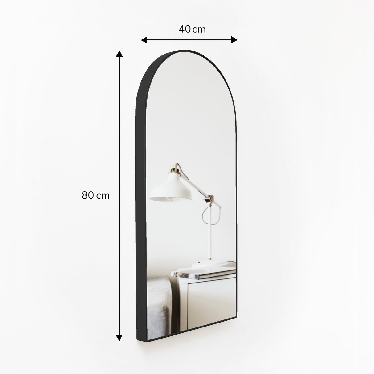 Espejo de Pared Ibiza Negro 40x80cm Arco Superior con Marco Metalico - ESPEJOS DE PARED | Bylmo