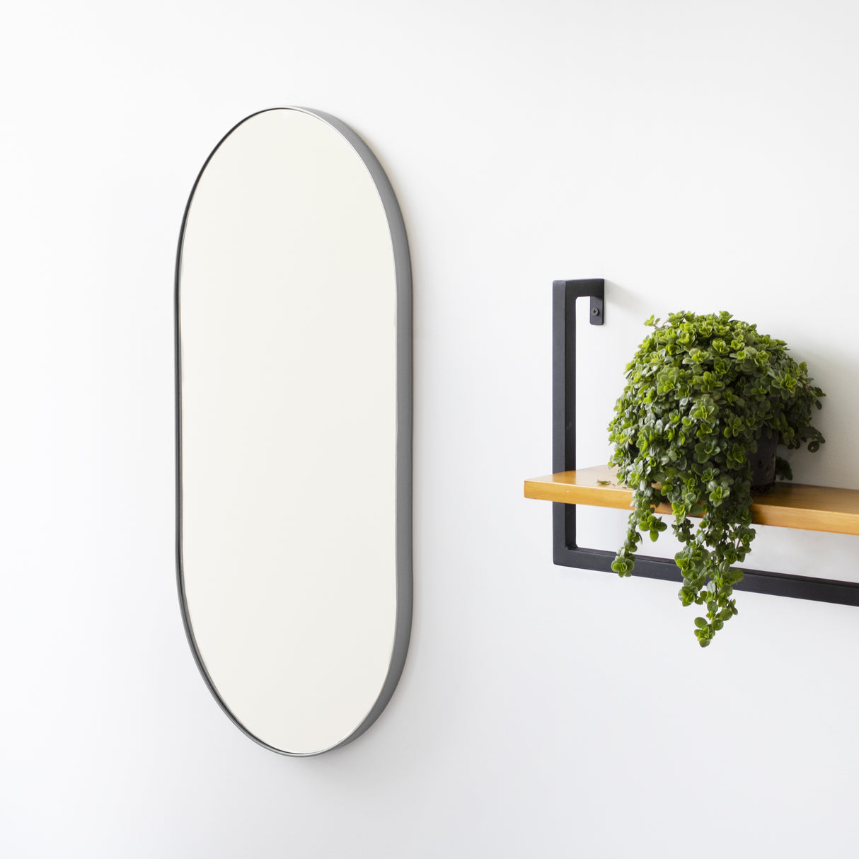 Espejo de Pared Plata 50x100cm Ovalado con Marco Metalico - ESPEJOS DE PARED | Bylmo