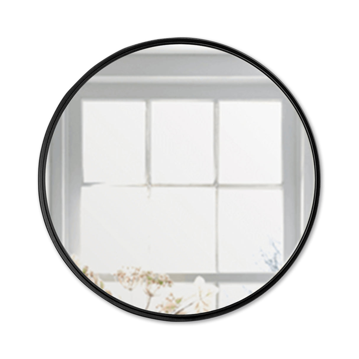 Espejo de Pared Osaka Negro 80x80cm Redondo con Marco Metalico - ESPEJOS DE PARED | Bylmo