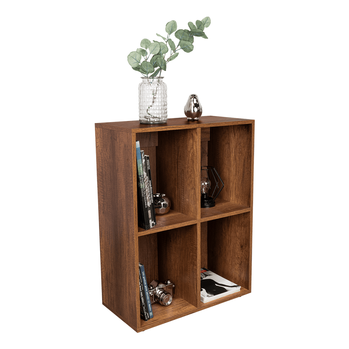 Biblioteca Otto caramelo 80x60cm con Cuatro Compartimientos - Bibliotecas | Bylmo