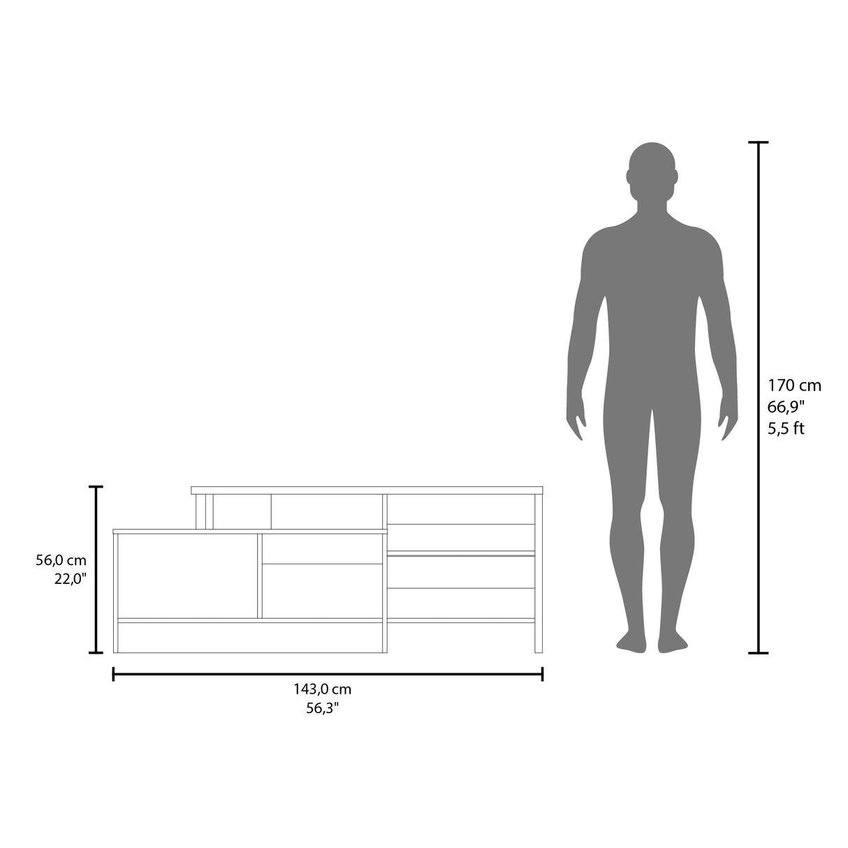 Mesa para TV Bengala Wengue 143x56cm para TV Hasta 50" Pulgadas con Cuatro Compartimientos - MUEBLES DE TV | Bylmo