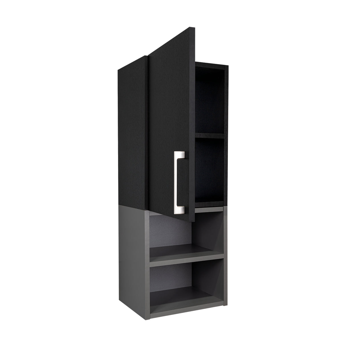 Gabinete de Baño Madrid Wengue y Plomo 30x80cm Rectangular sin Espejo y con Dos Entrepaños - Gabinetes | Bylmo