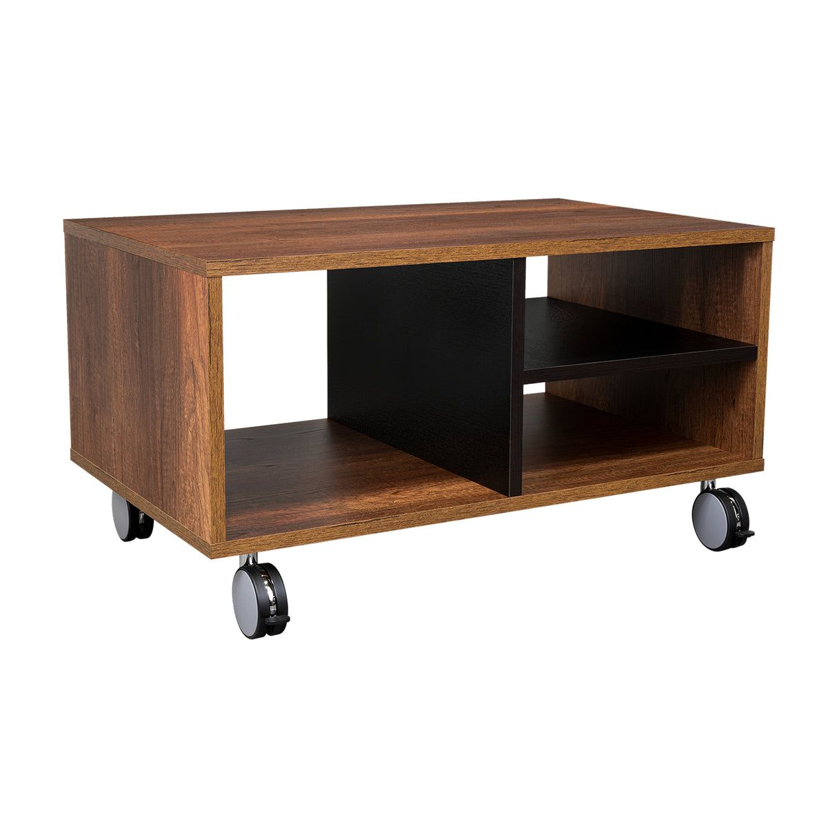 Mesa de Centro Classic Caramelo 80x43.4cm Rectangular con Ruedas y con Compartimientos - Mesas | Bylmo