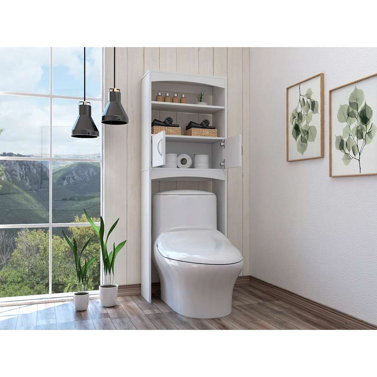 Ahorrador de Espacio para Baño Malta Blanco 60.6x165cm con Un Cajón y con Un Entrepaño