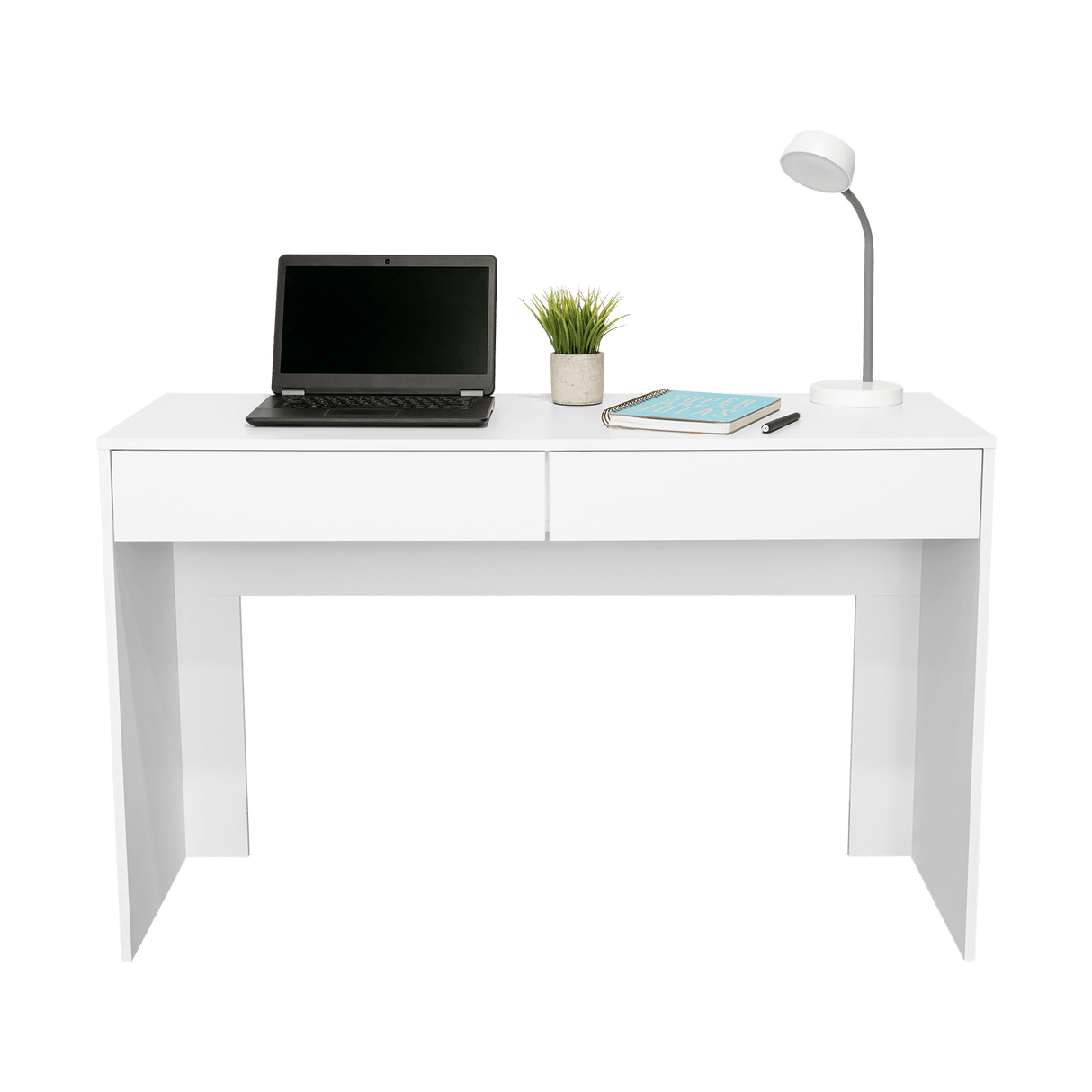 Escritorio Acre Blanco 120.2x75cm Con Dos Cajones - Escritorios y Archivadores | Bylmo