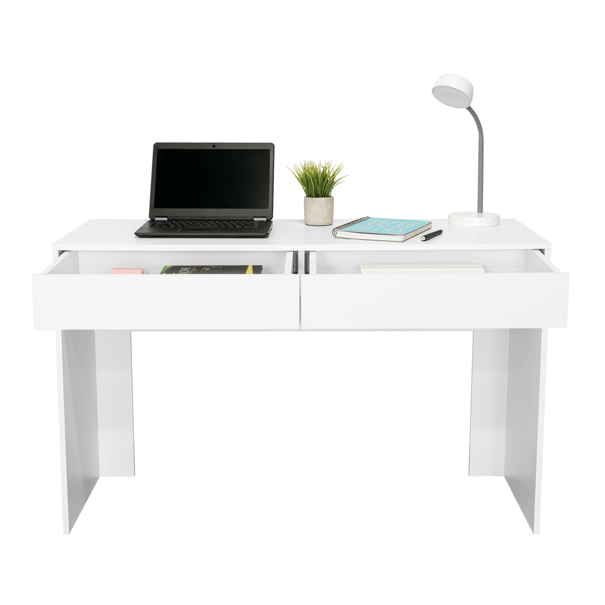 Escritorio Acre Blanco 120.2x75cm Con Dos Cajones - Escritorios y Archivadores | Bylmo