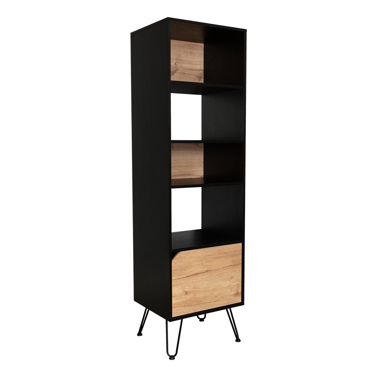 Biblioteca Stamford Wengue 48.3x170cm con Cuatro Compartimientos y con Un Cajón - Bibliotecas | Bylmo