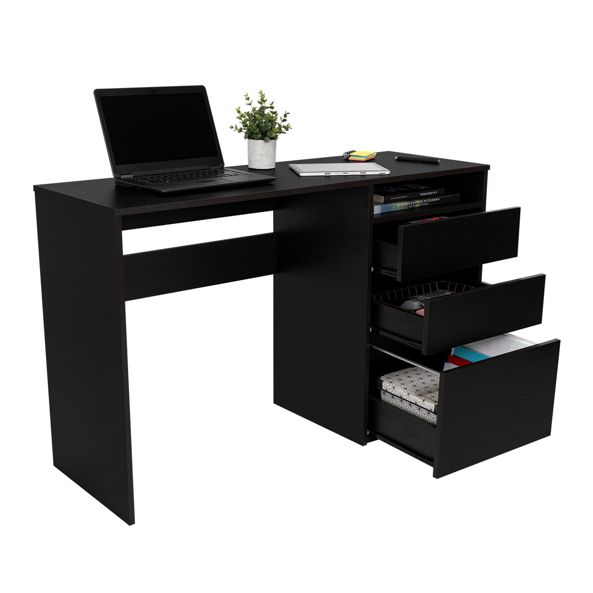 Escritorio Dublin Wengue 120 cm con Archivador y Cajones - Escritorios y Archivadores | Bylmo