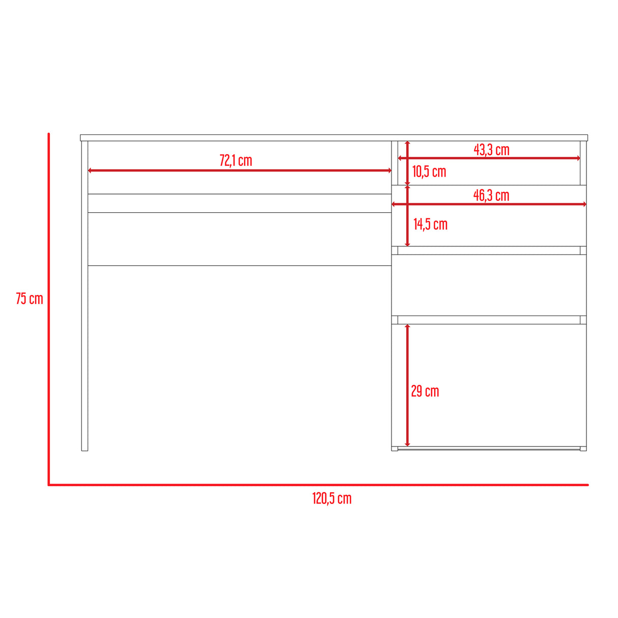 Escritorio Dublin Wengue 120 cm con Archivador y Cajones - Escritorios y Archivadores | Bylmo