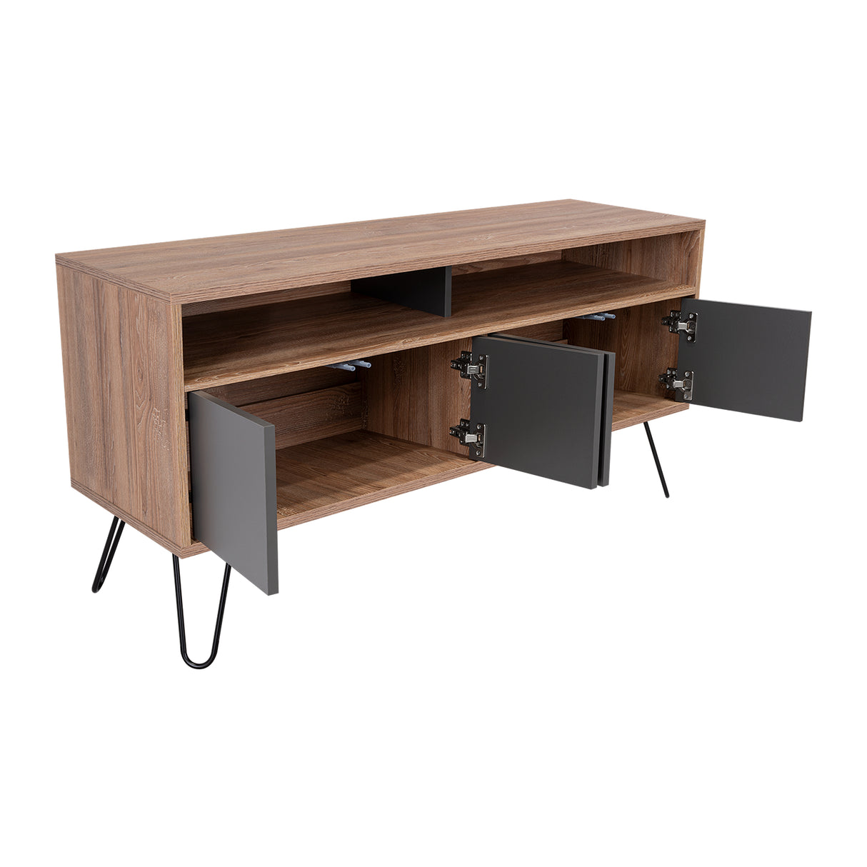 Rack de TV Vassel Miel 123x60cm para TV Hasta 55 Pulgadas y con Cuatro Compartimientos - Muebles para TV | Bylmo