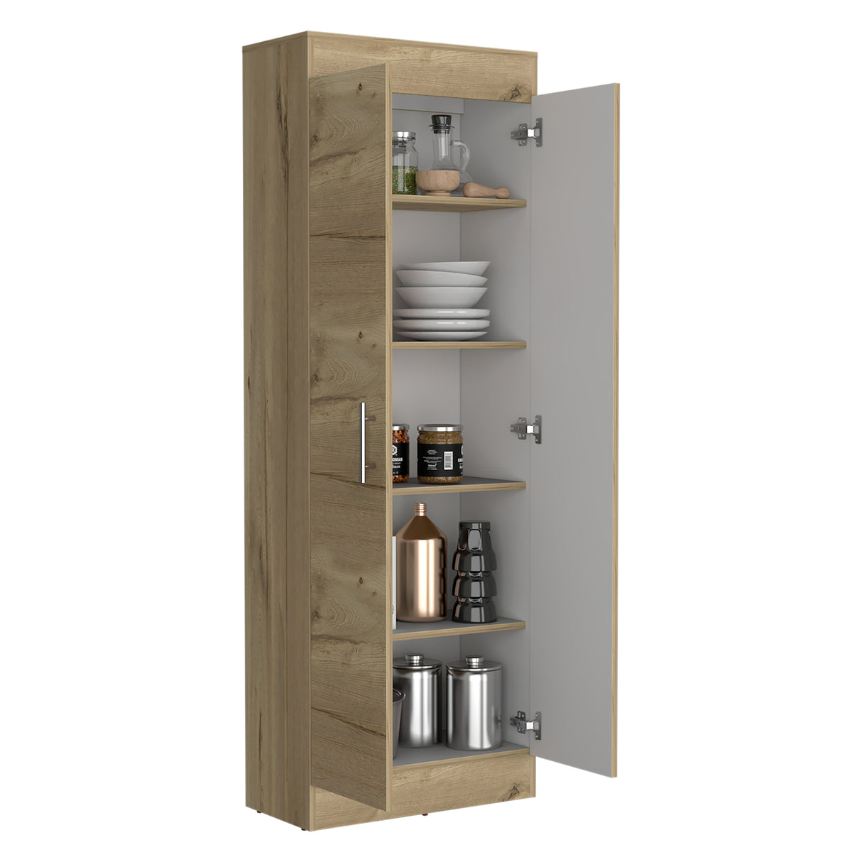 Alacena Nepal Duna y Blanco 60x169.9cm sin Cajones y con Dos Puertas - ALACENAS Y MUEBLES MICROONDAS | Bylmo