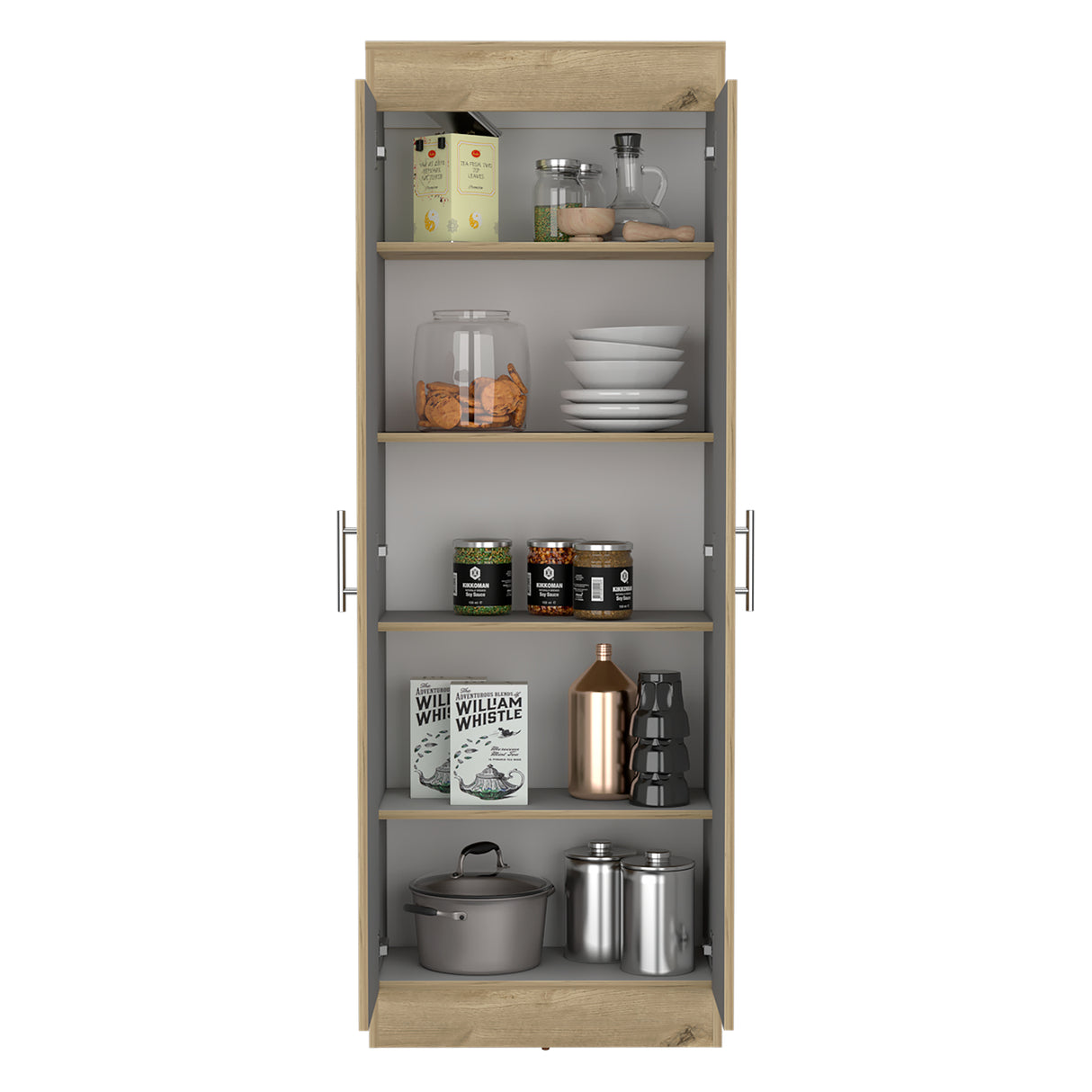 Alacena Nepal Duna y Blanco 60x169.9cm sin Cajones y con Dos Puertas - ALACENAS Y MUEBLES MICROONDAS | Bylmo