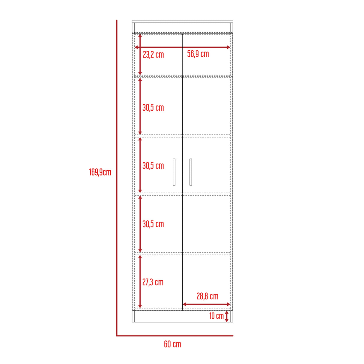 Alacena Nepal Duna y Blanco 60x169.9cm sin Cajones y con Dos Puertas - ALACENAS Y MUEBLES MICROONDAS | Bylmo