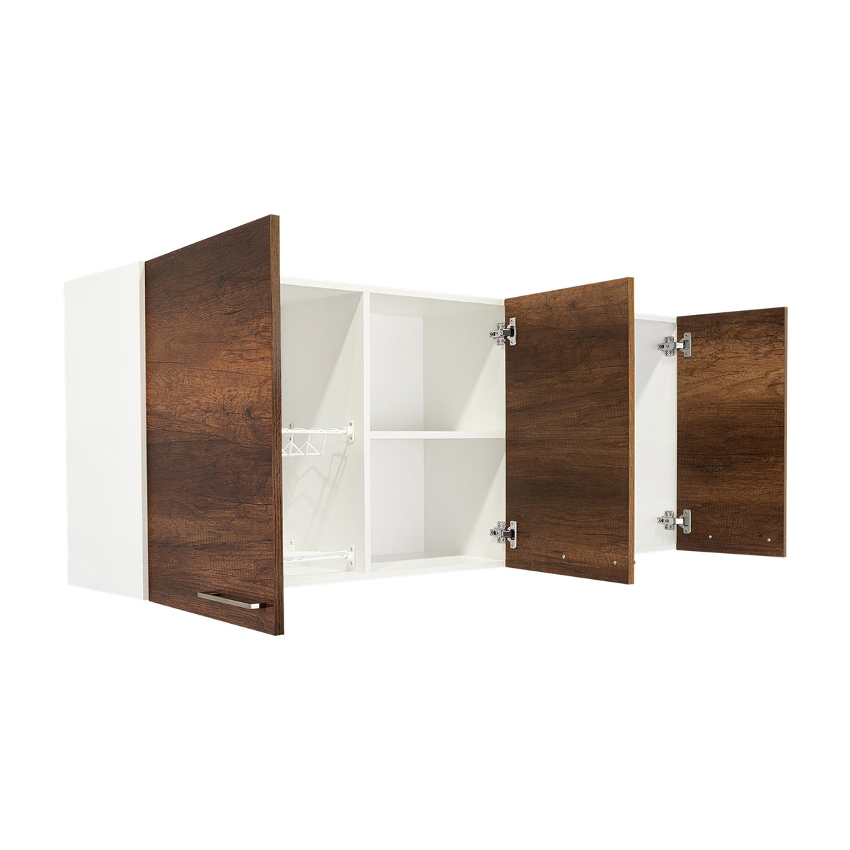 Mueble Superior de Cocina Blanco y Caramelo 150x60cm con Un Entrepaño y con Cuatro Puertas - Cocinas | Bylmo