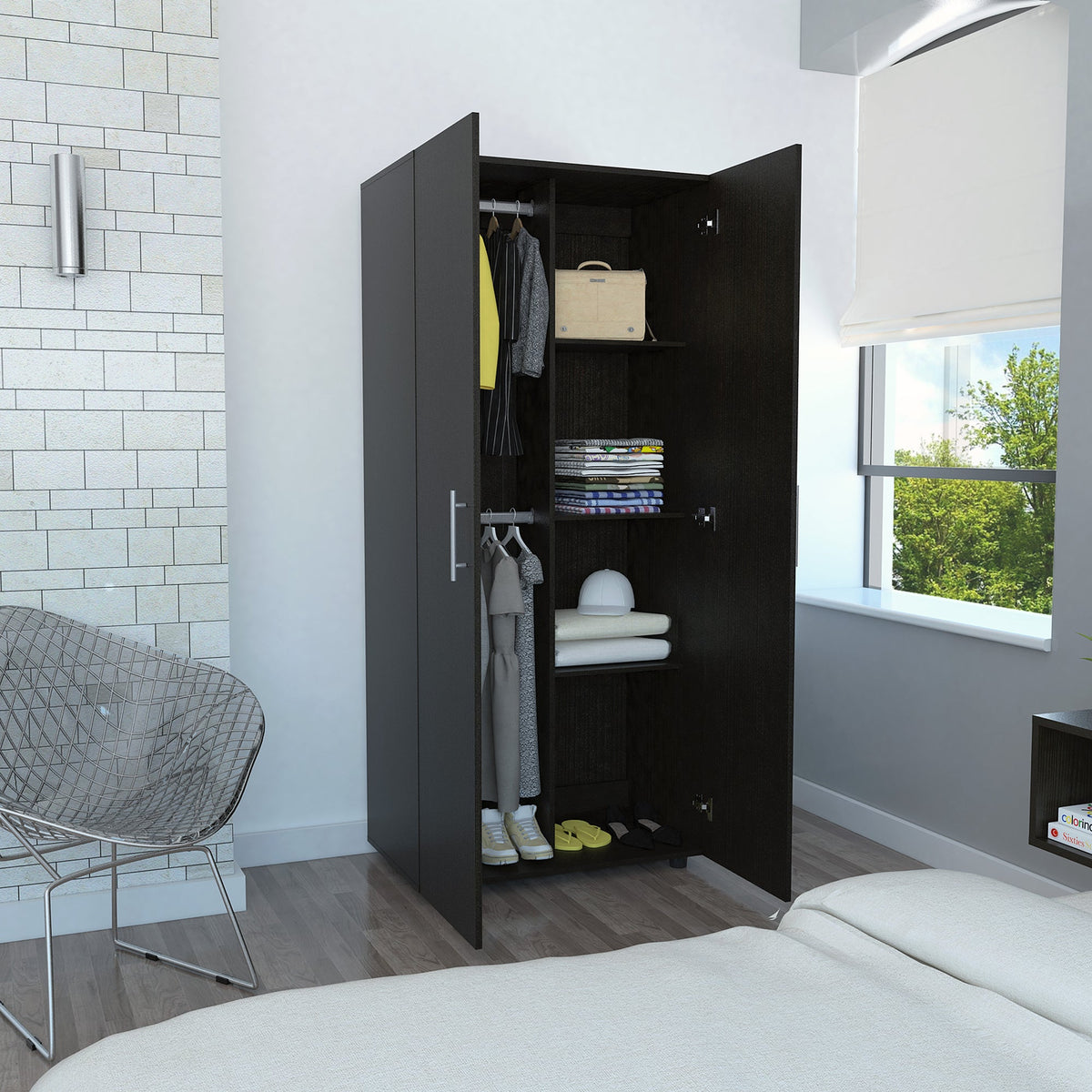 Closet Tera Wengue 80x180cm sin Cajones con 3 Entrepaños