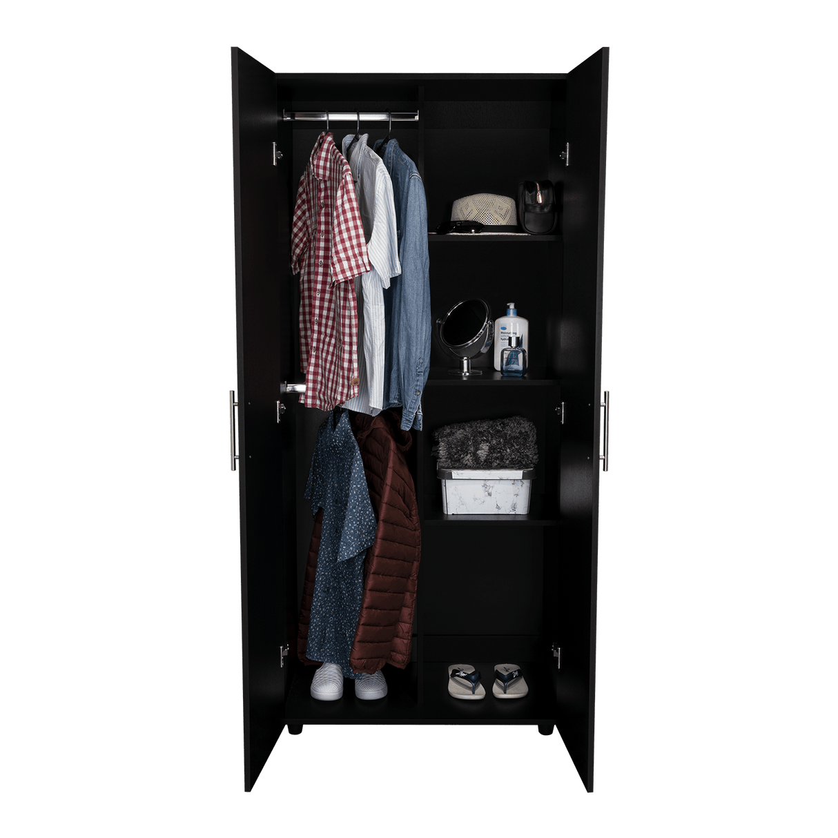 Closet Tera Wengue 80x180cm sin Cajones con 3 Entrepaños - Closets | Bylmo
