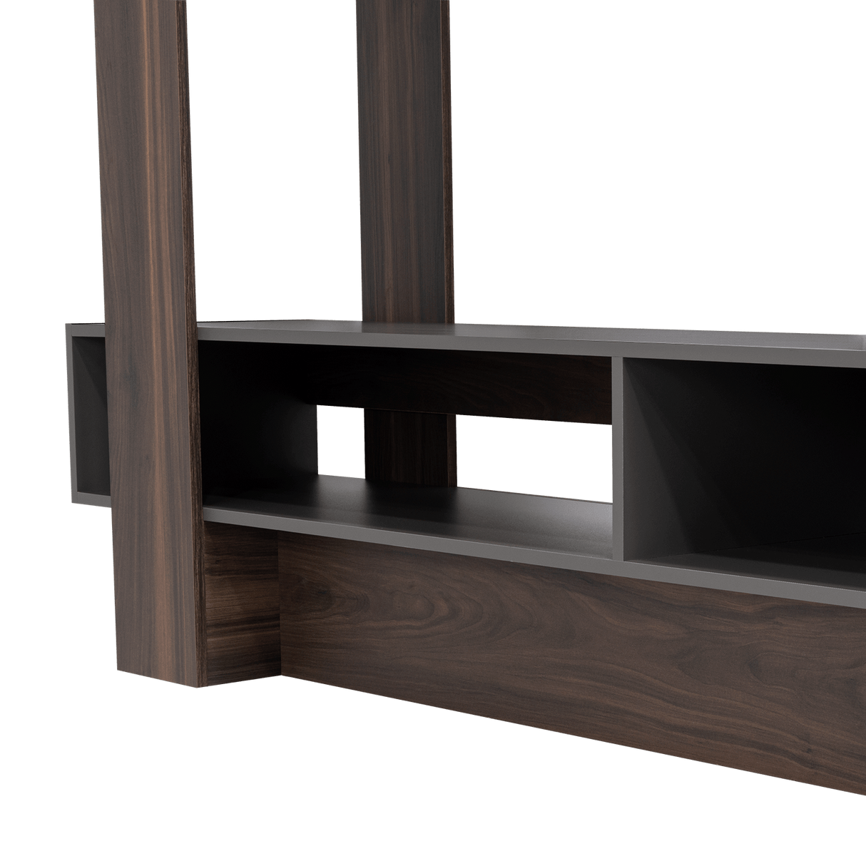 Centro de Entretenimiento Flamencp Habano y Plomo 180x152.2cm para TV Hasta 55 Pulgadas y con Cuatro Compartimientos - Muebles para TV | Bylmo