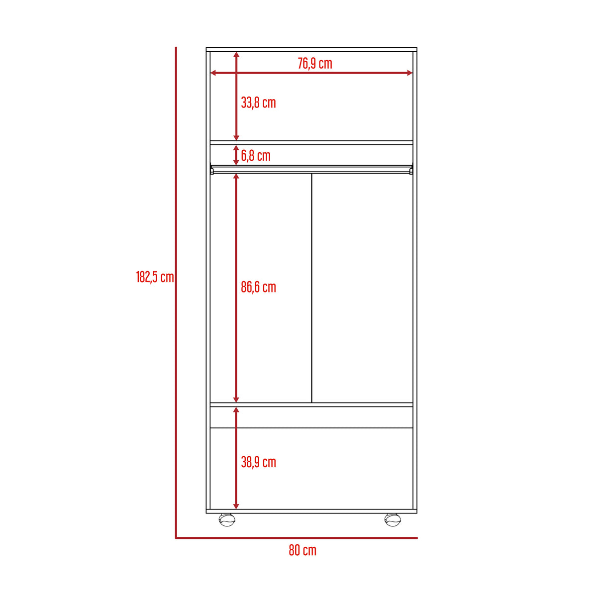 Closet Wengue 80x180.5cm sin Cajones con 2 Entrepaños - Closets | Bylmo