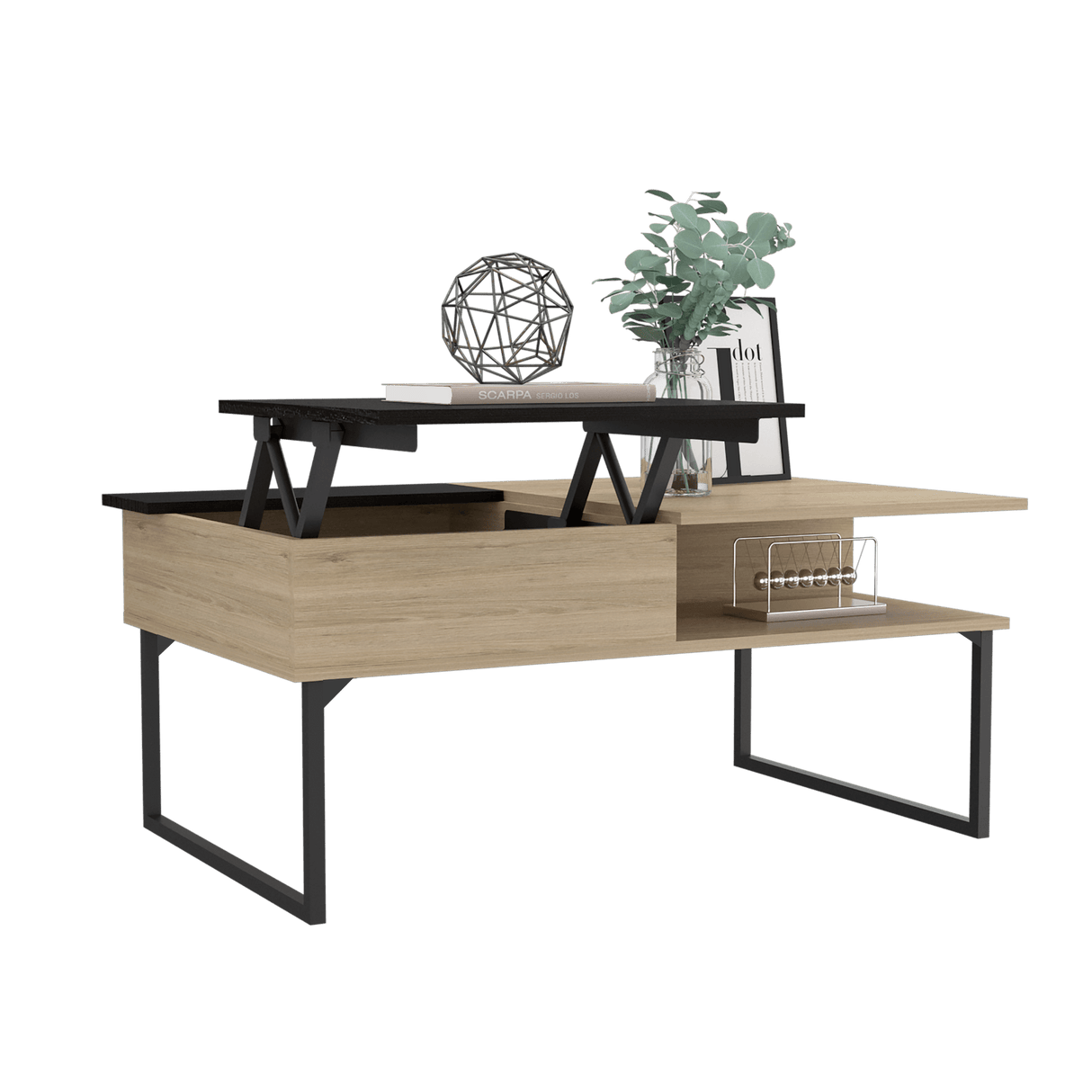 Mesa de Centro 5G rovere y Wengue 105.1x45.7cm Rectangular Extensible con Compartimiento - MESAS DE CENTRO | Bylmo