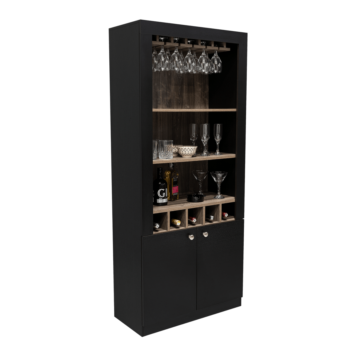 Bar Bellagio Wengue 75x175cm con Un Cajón y con Cinco Portabotellas - Bares | Bylmo