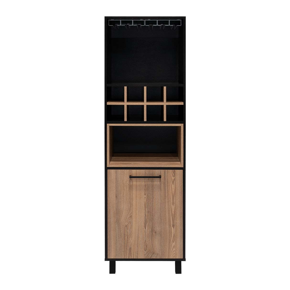 Bar Kaia Wengue y Miel 53x180cm con Un Cajón y con Ocho Portabotellas - Bares | Bylmo