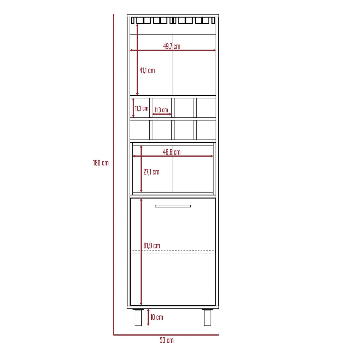 Bar Kaia Wengue y Miel 53x180cm con Un Cajón y con Ocho Portabotellas - Bares | Bylmo