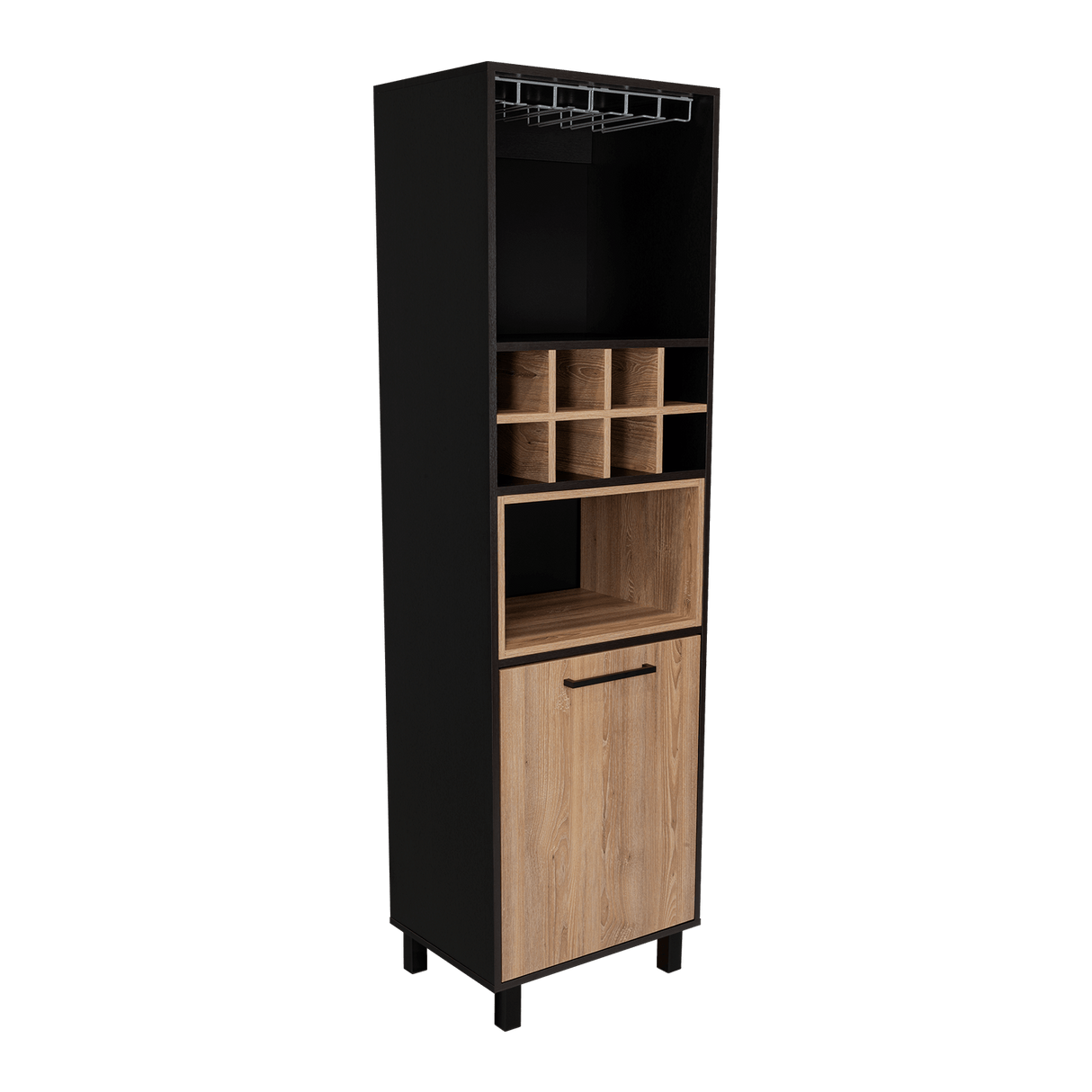 Bar Kaia Wengue y Miel 53x180cm con Un Cajón y con Ocho Portabotellas - Bares | Bylmo