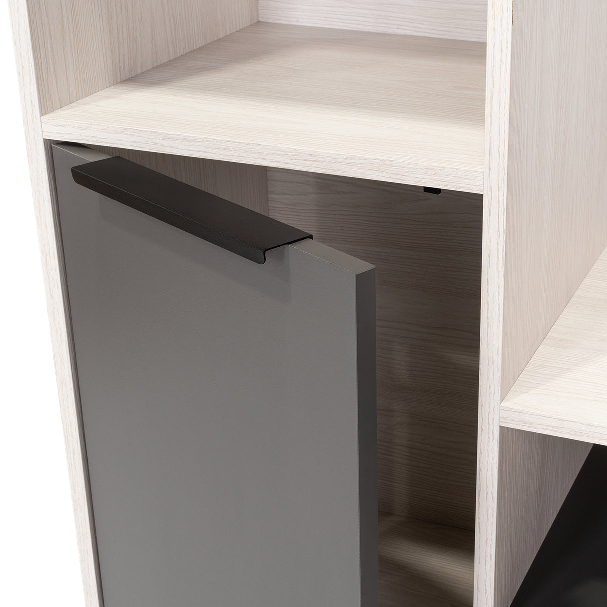 Centro de Entretenimiento Marsella Niebla 202x176.8cm para TV Hasta 60 Pulgadas con Ranuras para Cables y con Once Compartimientos - Muebles para TV | Bylmo