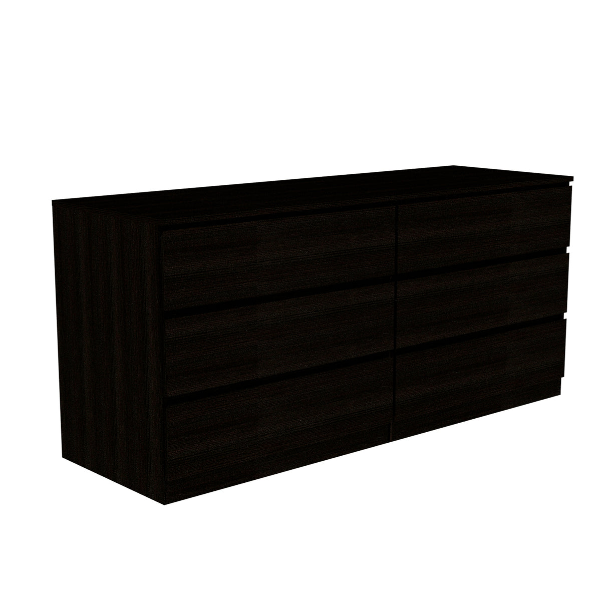 Cómoda Asteria Wengue 153.6x71.8cm de Tres Hileras con Seis Cajones y Agarre Invisible - CAJONERAS Y COMODAS | Bylmo