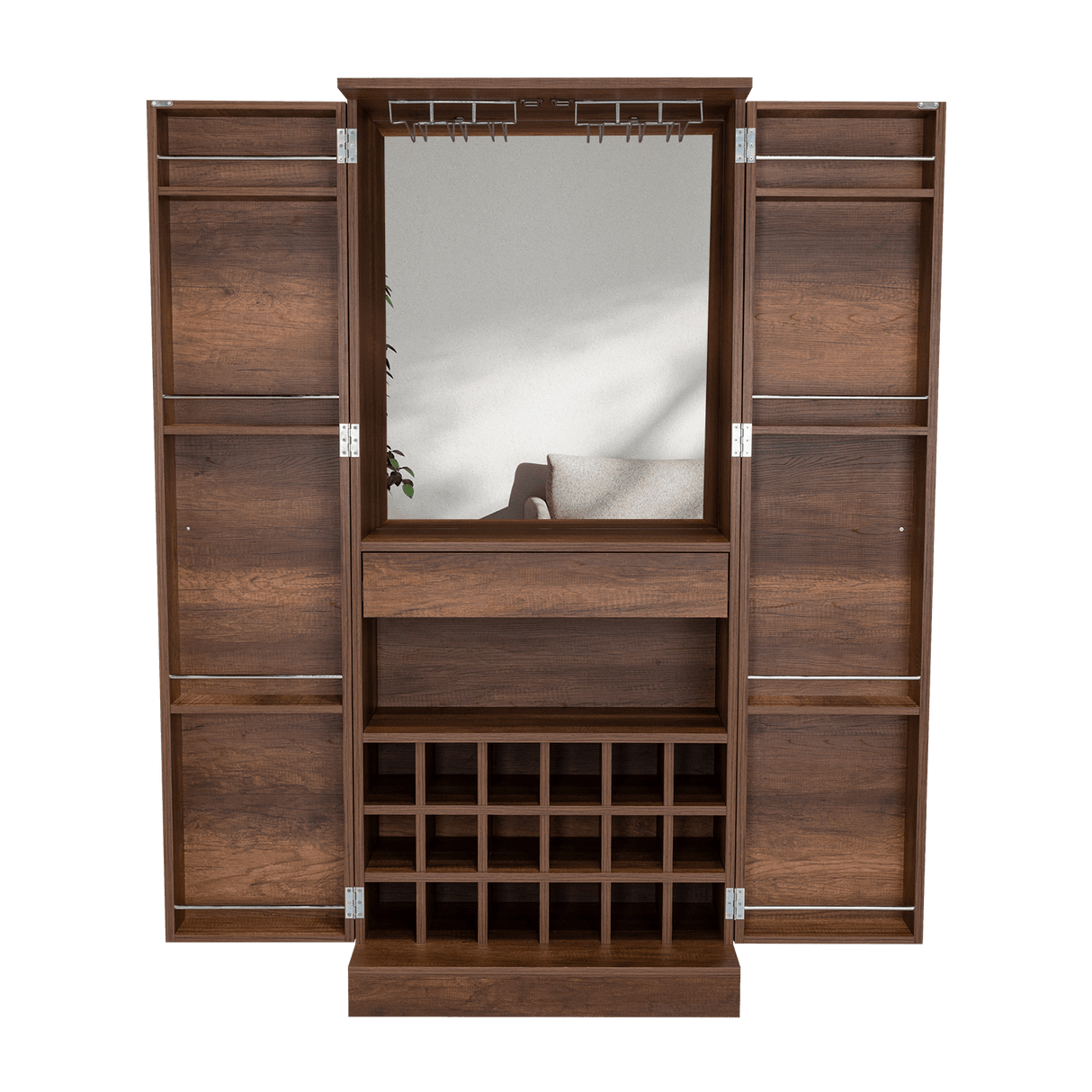 Bar Malbec Caramelo 75x175cm con Un Cajón y con Dieciocho Portabotellas - Bares | Bylmo