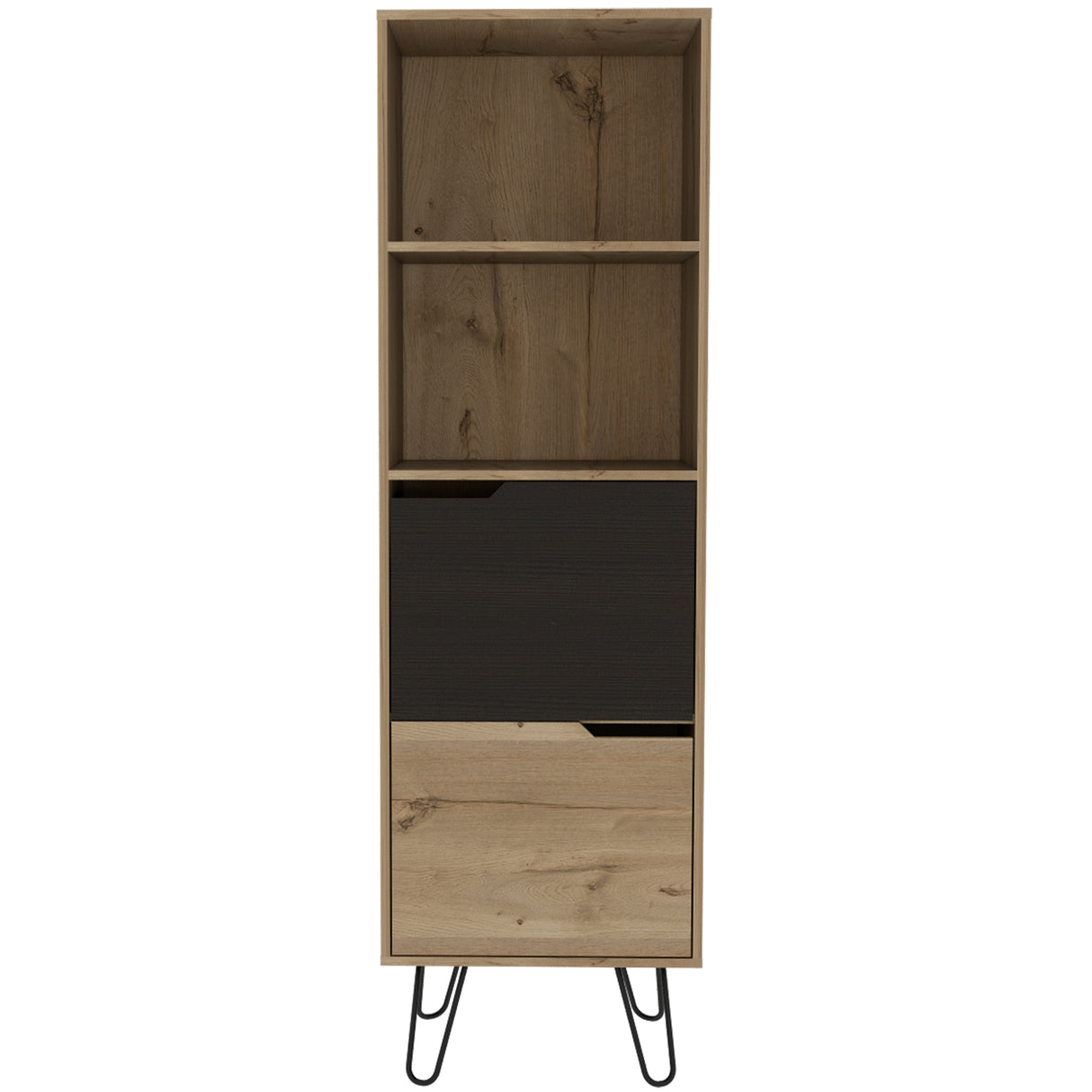 Biblioteca Audra Wengue y Duna 51x169cm Rectangular con Cuatro Compartimientos y Tres Entrepaños - BIBLIOTECAS Y ESTANTERIAS | Bylmo