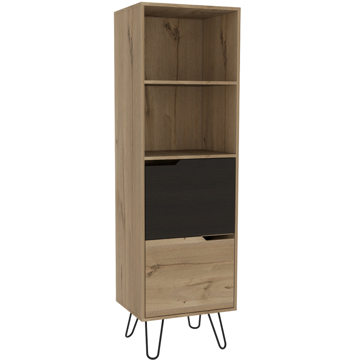 Biblioteca Audra Wengue y Duna 51x169cm Rectangular con Cuatro Compartimientos y Tres Entrepaños - BIBLIOTECAS Y ESTANTERIAS | Bylmo