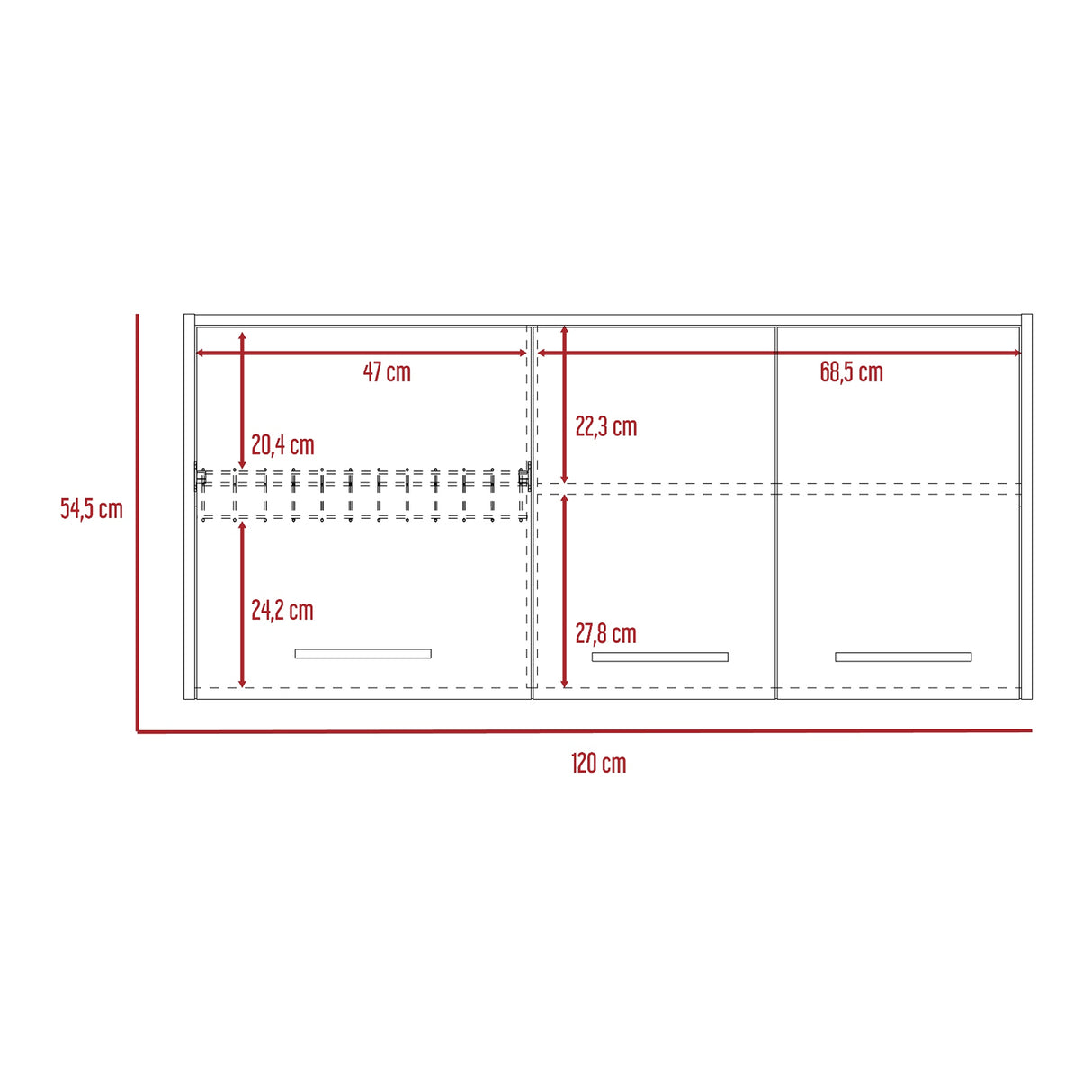 Mueble Superior de Cocina Orion Duna 120x54.5cm con Tres Puertas y con Locero - MUEBLES SUPERIORES DE COCINA | Bylmo