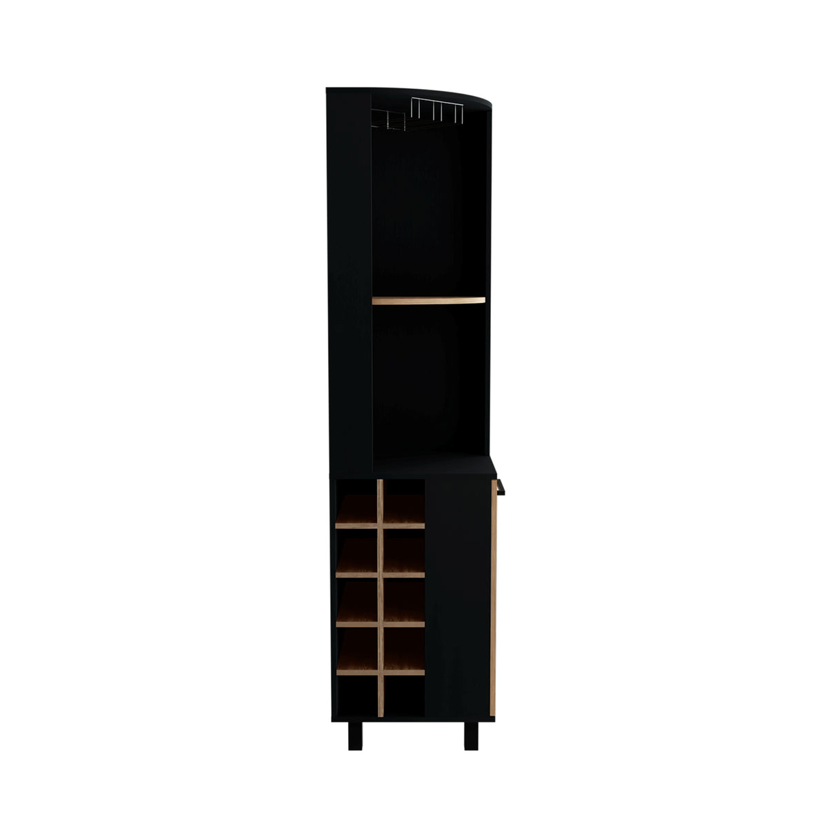 Bar Esquinero Kaia Wengue y Miel 45x180cm con Cuatro Compartimientos con Diez Portabotellas y con Patas - BARES | Bylmo
