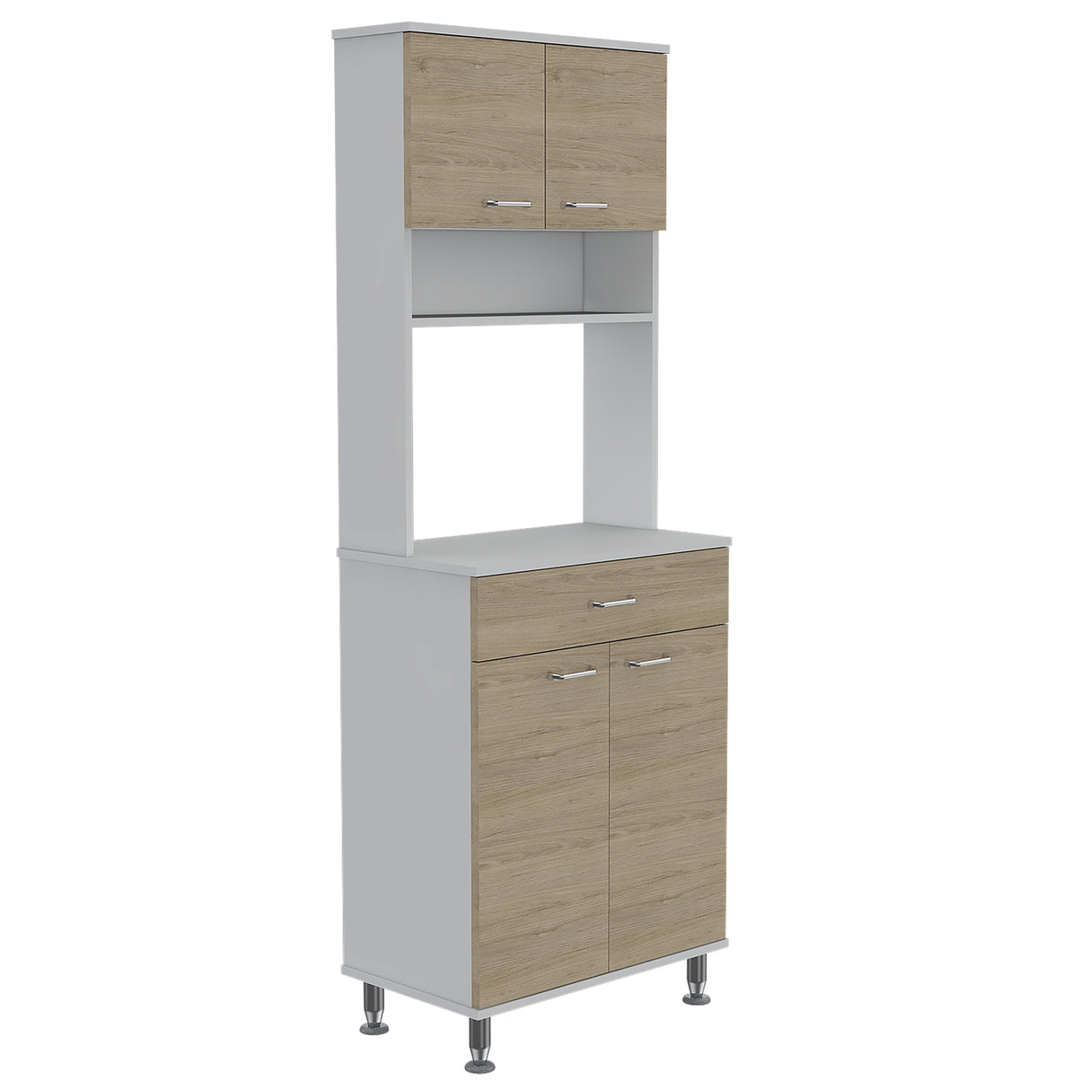Módulo Microondas Kitchen 60 Blanco y Rovere 60x169cm con Un Cajón y con Cuatro Puertas - ALACENAS Y MUEBLES MICROONDAS | Bylmo