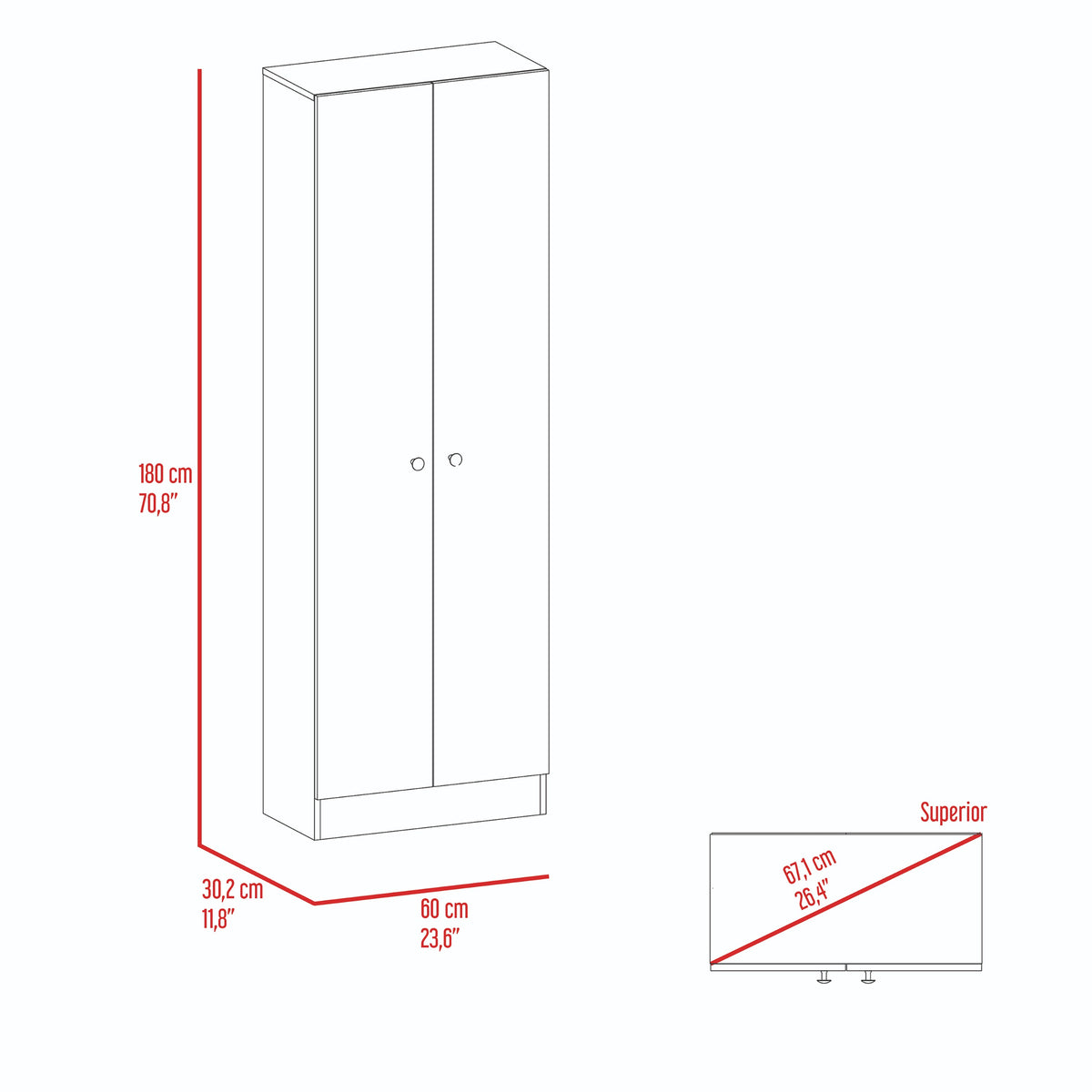 Closet Home Duna y Blanco 60x180cm con Dos Puertas