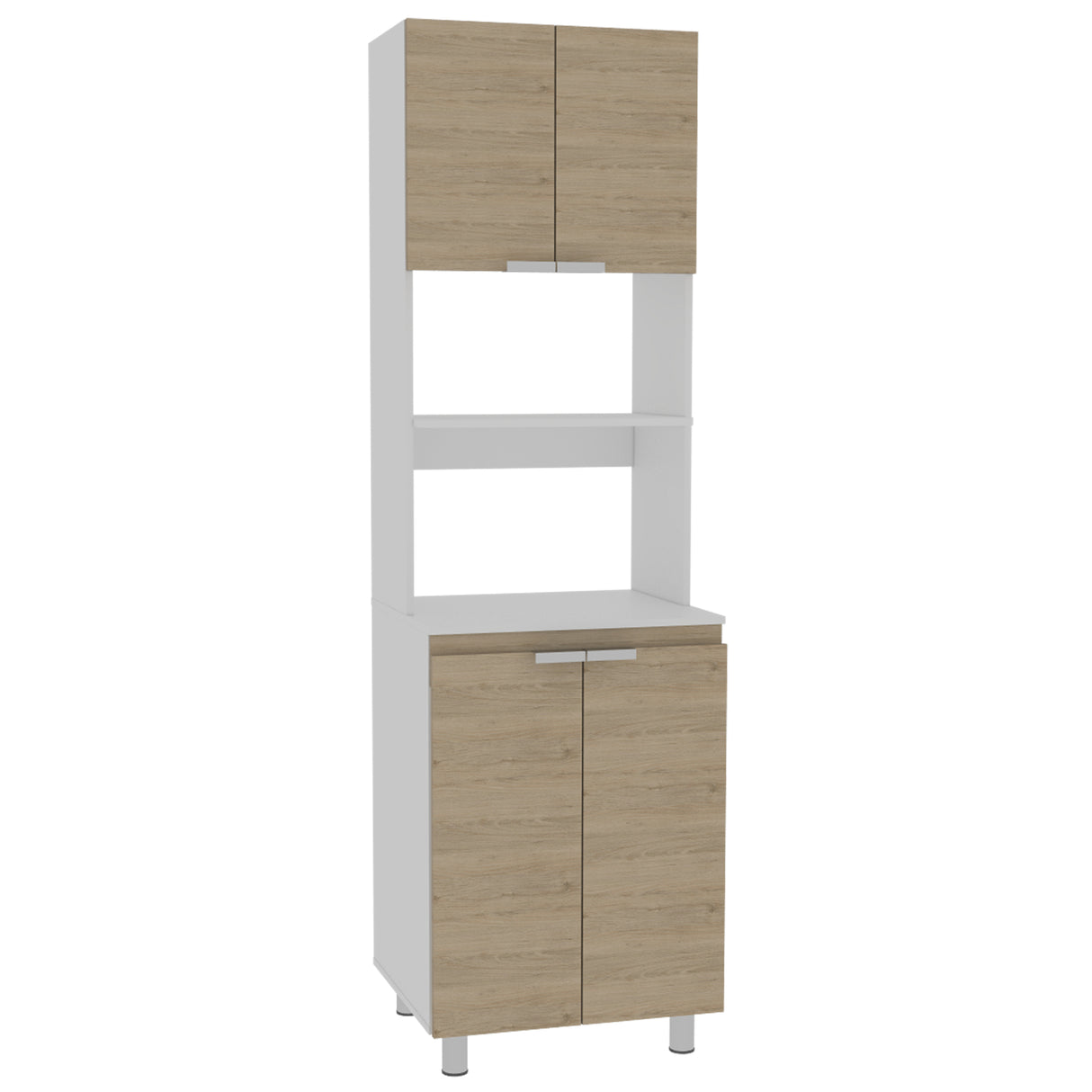Módulo Microondas Fendi Blanco y Rovere 60x205cm sin Cajones y con Cuatro Puertas - ALACENAS Y MUEBLES MICROONDAS | Bylmo