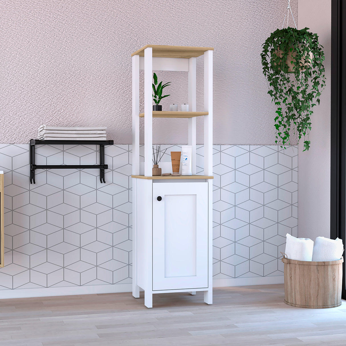 Optimizador de Baño Blanco 40x150.7cm sin Cajones y con Un Entrepaño - Muebles para Baño | Bylmo