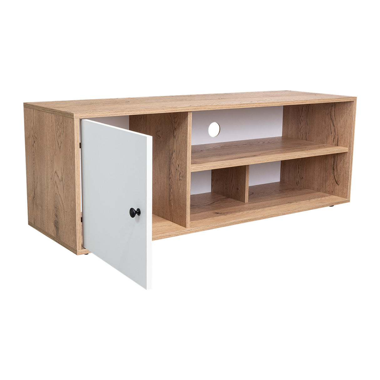 Rack de TV Noah Macadamia 120x44cm Para TV Hasta 55 Pulgadas con Un Cajón - Muebles de TV | Bylmo