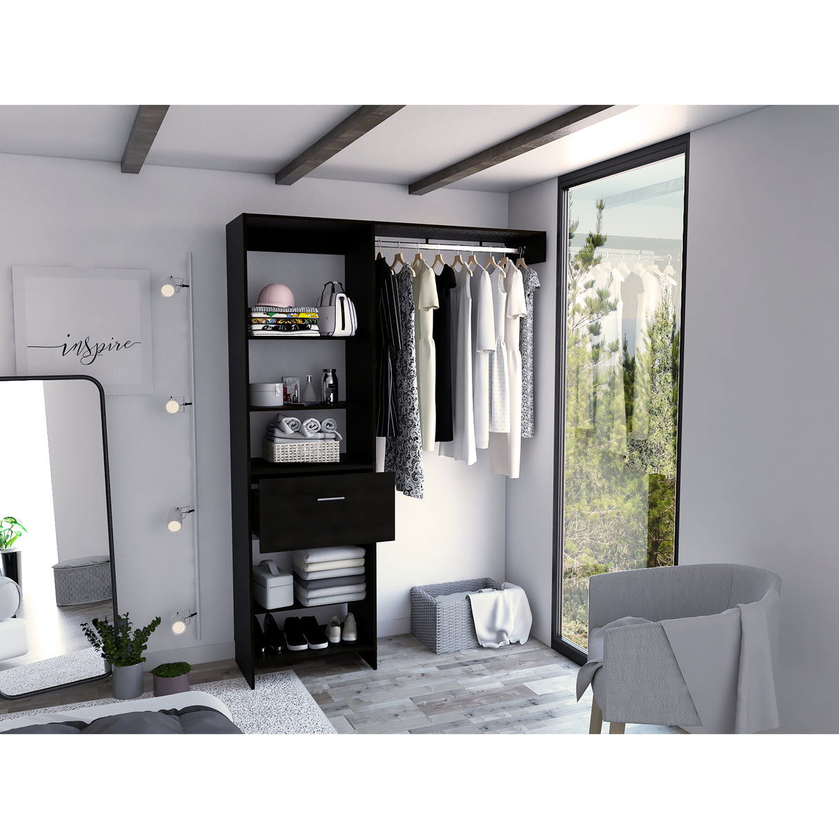 Closet Manchester Wengue 150x210cm con 1 Cajones con 4 Entrepaños - Closets | Bylmo