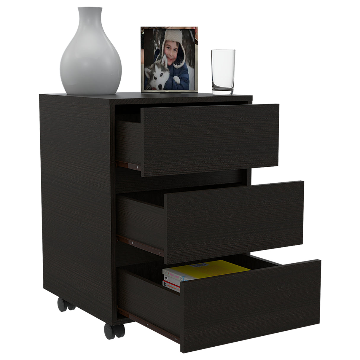 Cajonera Office Wengue 46.4x66cm De Tres Hileras con Tres Cajones - CAJONERAS Y COMODAS | Bylmo
