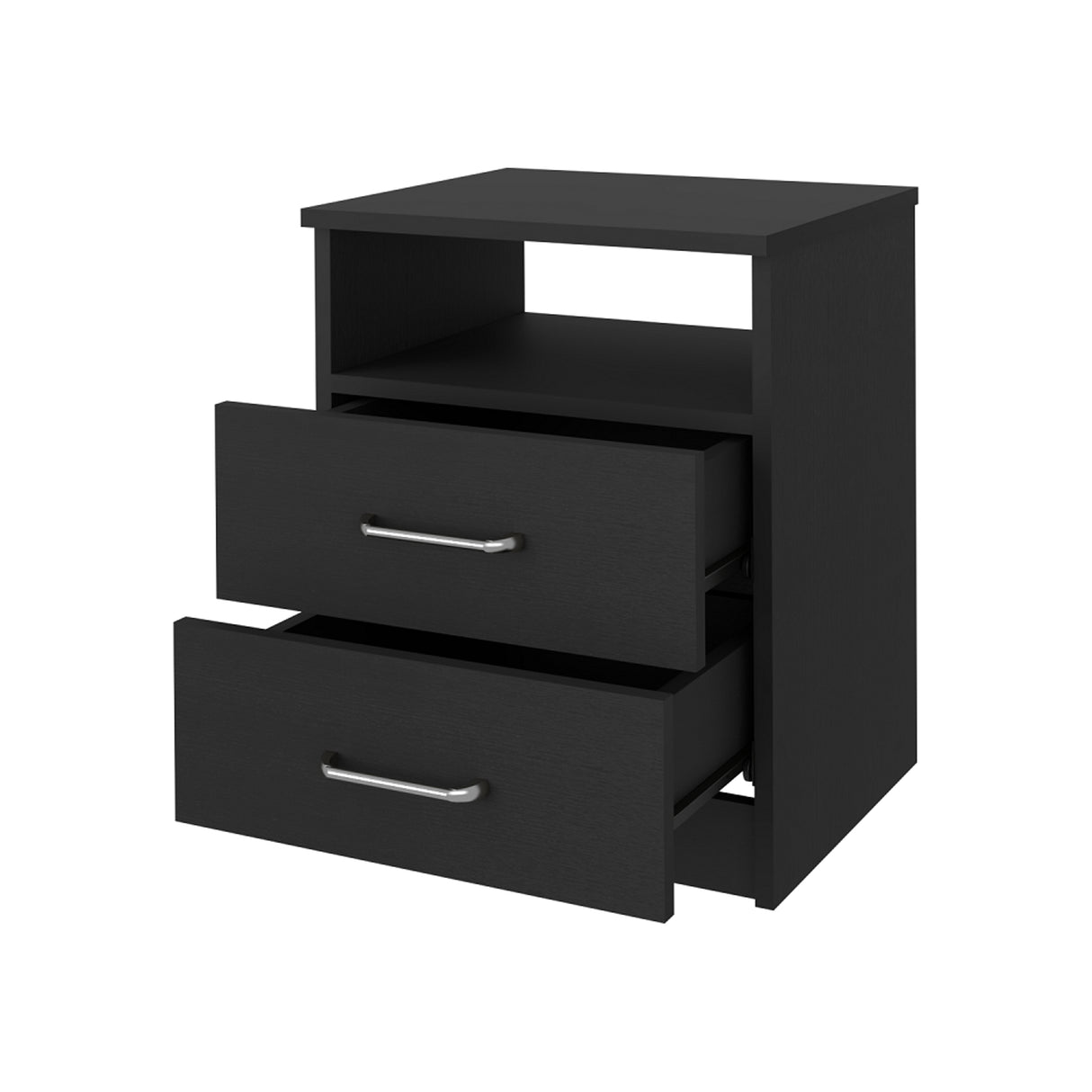Mesa de Noche Napoles Wengue 40.7x50.6cm con Dos Cajones y con Un Compartimiento - MESAS DE NOCHE | Bylmo