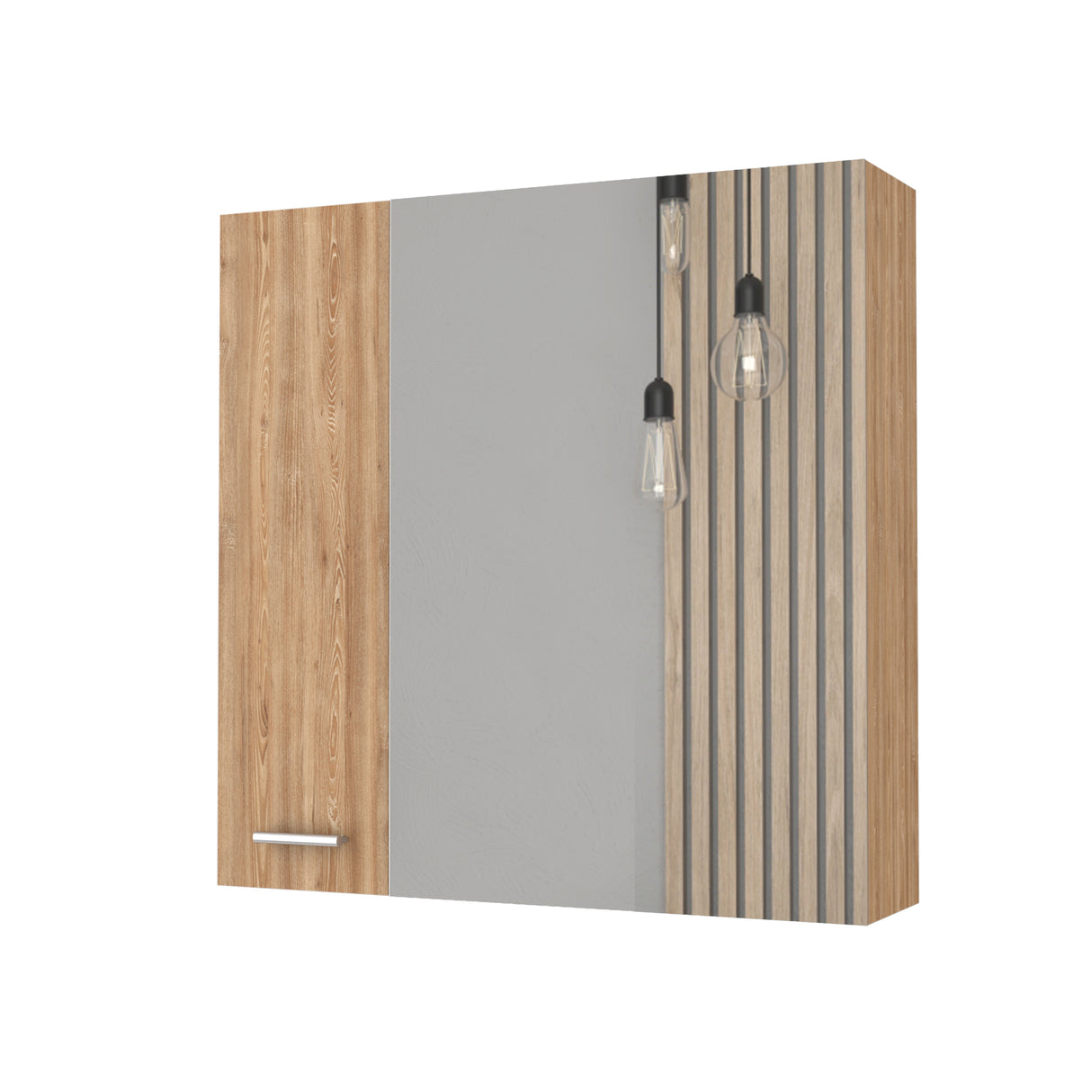 Gabinete de Baño Barcelona Miel 60x60cm Rectangular con Espejo y con Dos Puertas - GABINETES DE BANHO | Bylmo