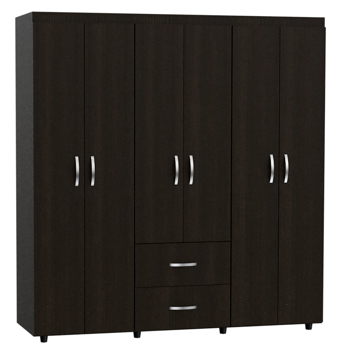 Closet Bariloche Wengue 170.3x180cm con Seis Puertas y con Dos Cajones - CLOSETS | Bylmo