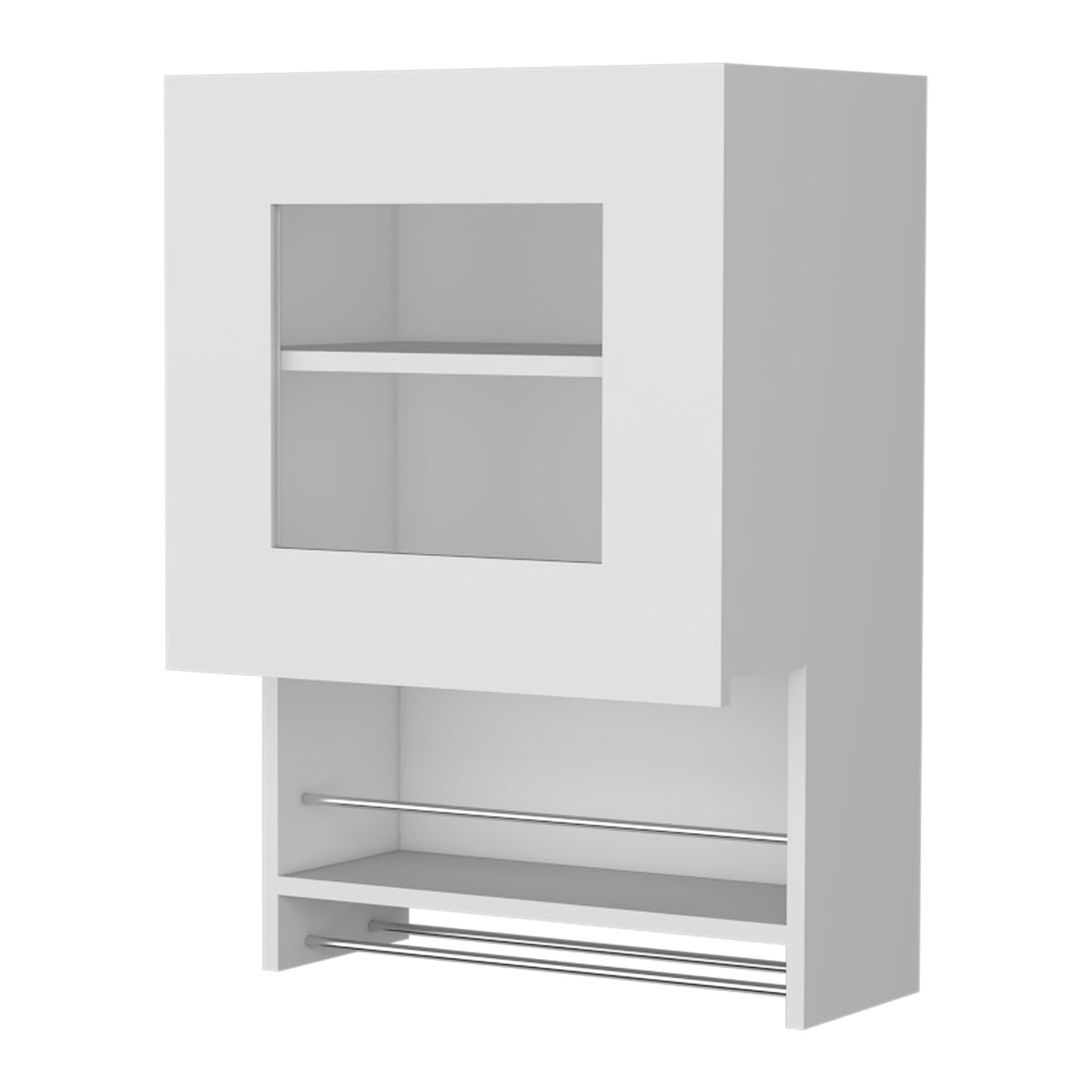 Mueble Superior de Cocina Blanco 50x73cm con Una Puerta con Locero y con Puertas Traslúcidas - BARRAS Y MUEBLES AUXILIARES | Bylmo