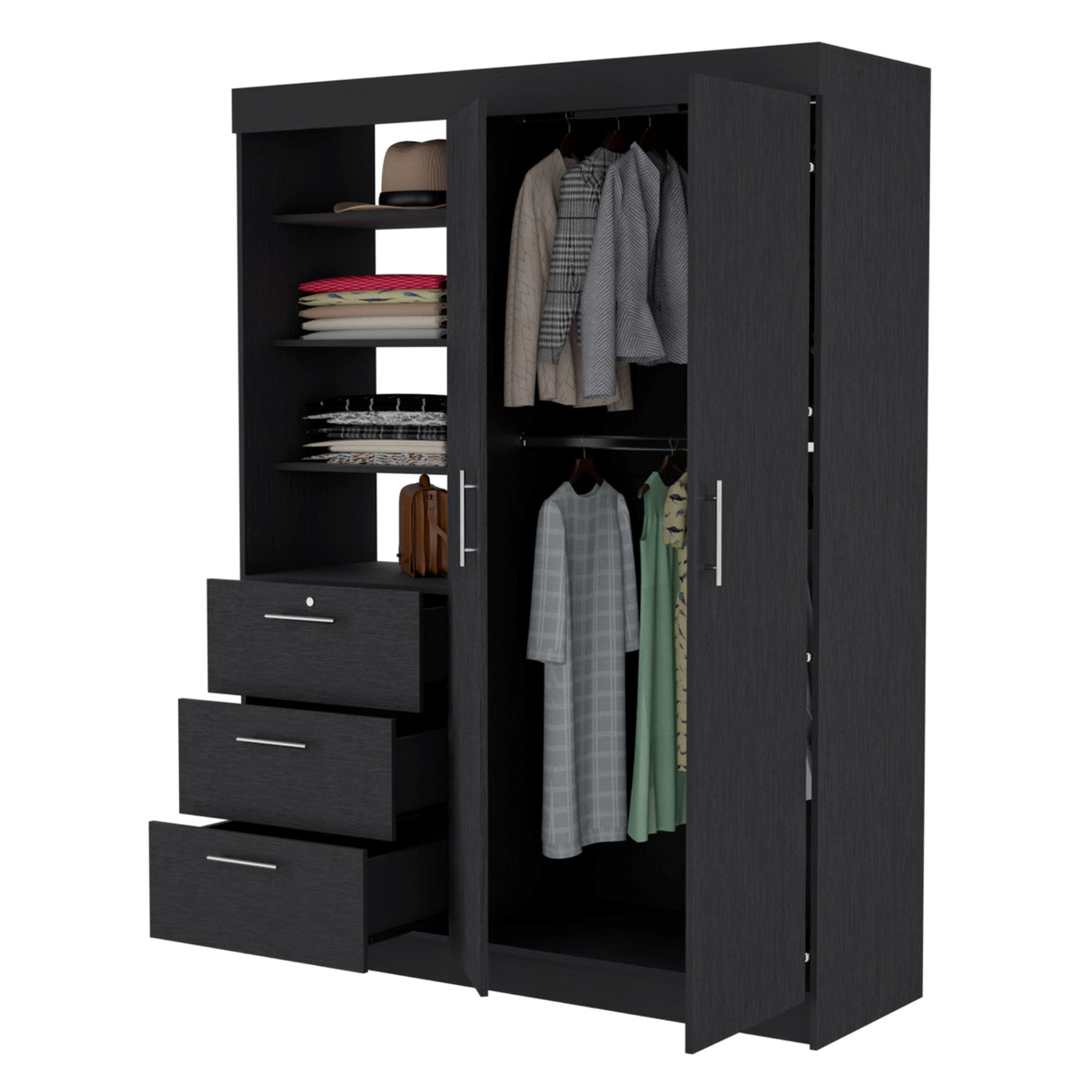 Armario para Ropa Kenya Wengue 150x200.75cm con Dos Puertas y con Tres Cajones - CLOSETS | Bylmo