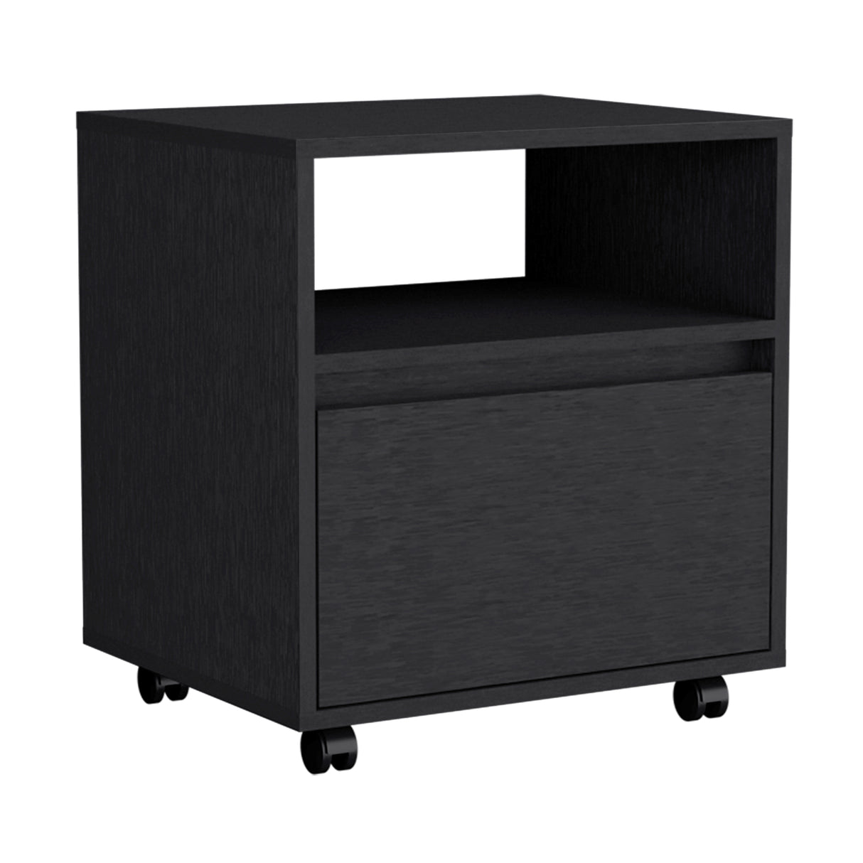 Mesa de Noche Wengue 48.1x52cm con Un Cajon con Un Compartimiento y con Ruedas - MESAS DE NOCHE | Bylmo