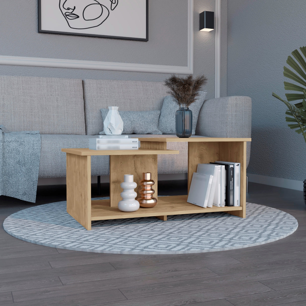 Mesa de Centro Wema Macadamia 89.3x41.6cm Rectangular - MESAS DE CENTRO | Bylmo