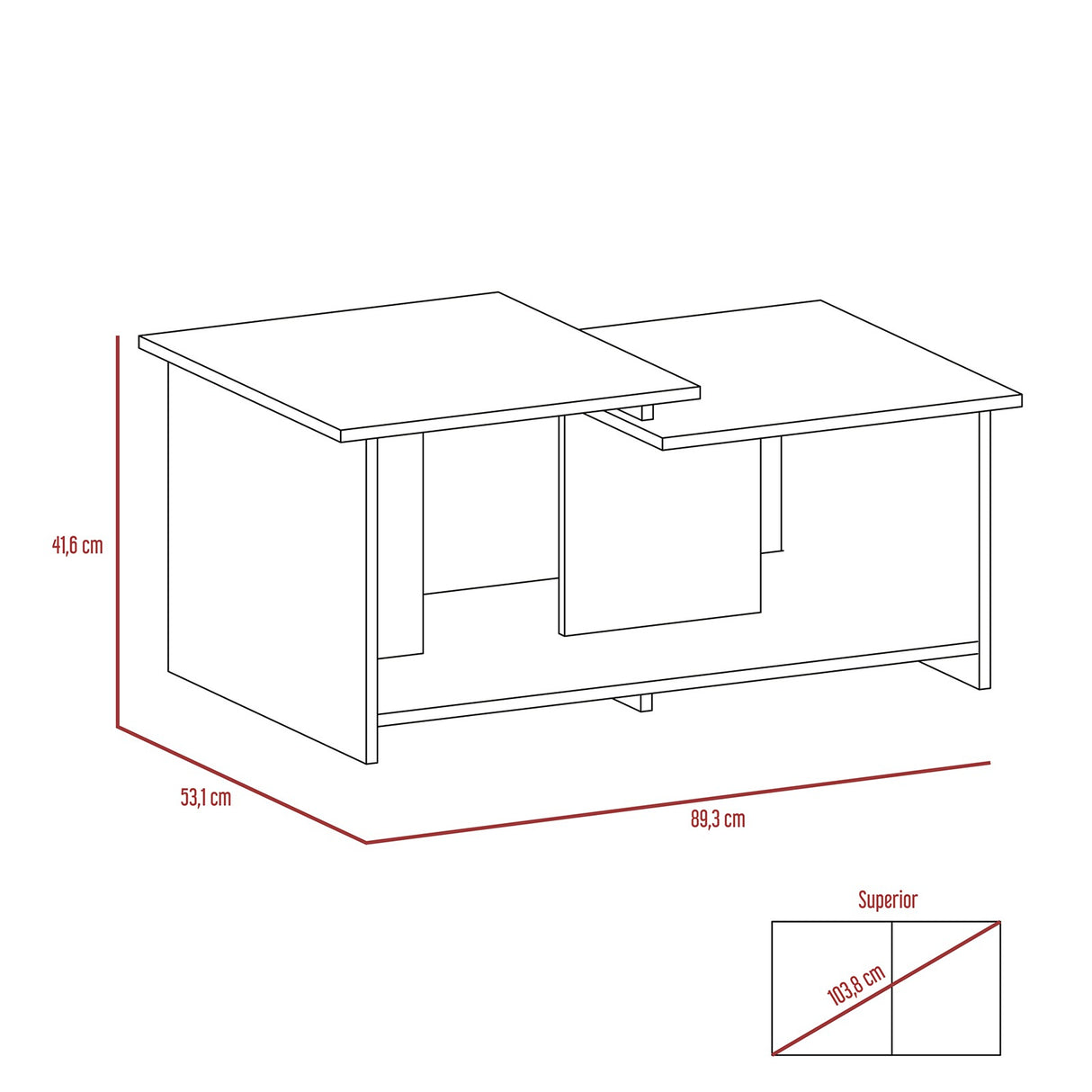 Mesa de Centro Wema Macadamia 89.3x41.6cm Rectangular - MESAS DE CENTRO | Bylmo